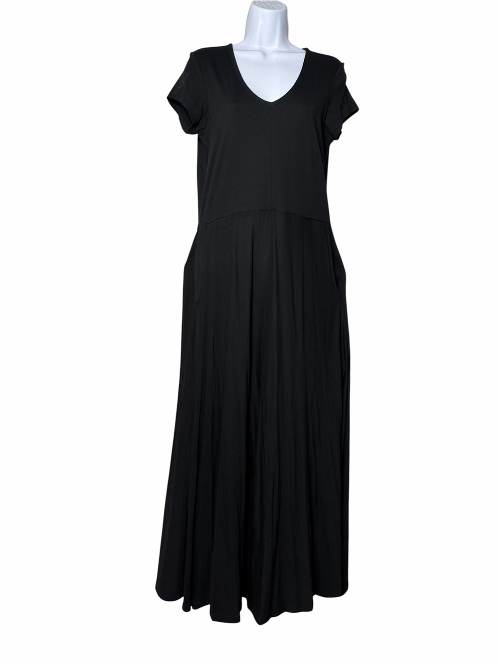 Peruvian Connection Black Hannah Maxi Dress Size Medium Pima Cotton Modal Jersey - Picture 2 of 7